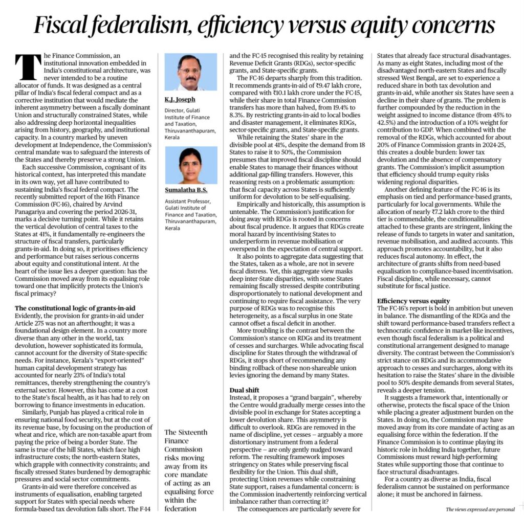 Fiscal Federalism in India